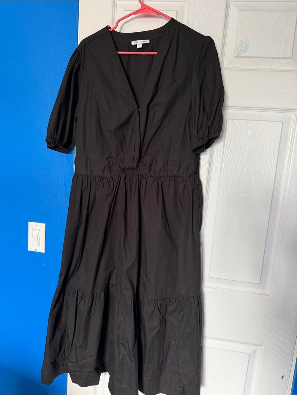 Free Assembly Black V-Neck Midi Dress
